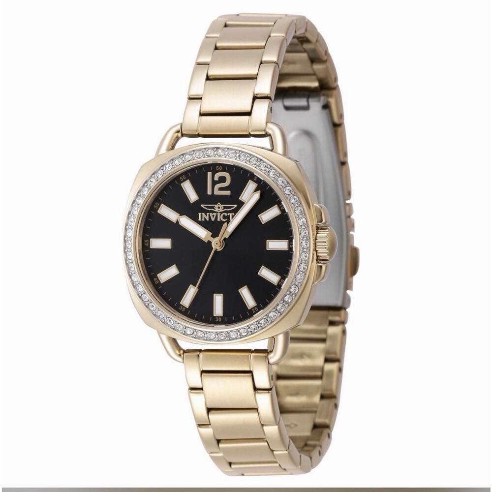 Invicta Wildflower Quartz Crystal Black Dial Ladies Watch 47328